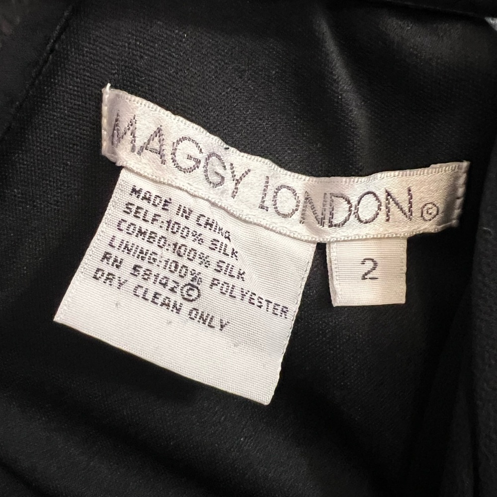 Vintage Maggy London Silk Black and Champagne Gold Dress - Picture 3 of 4